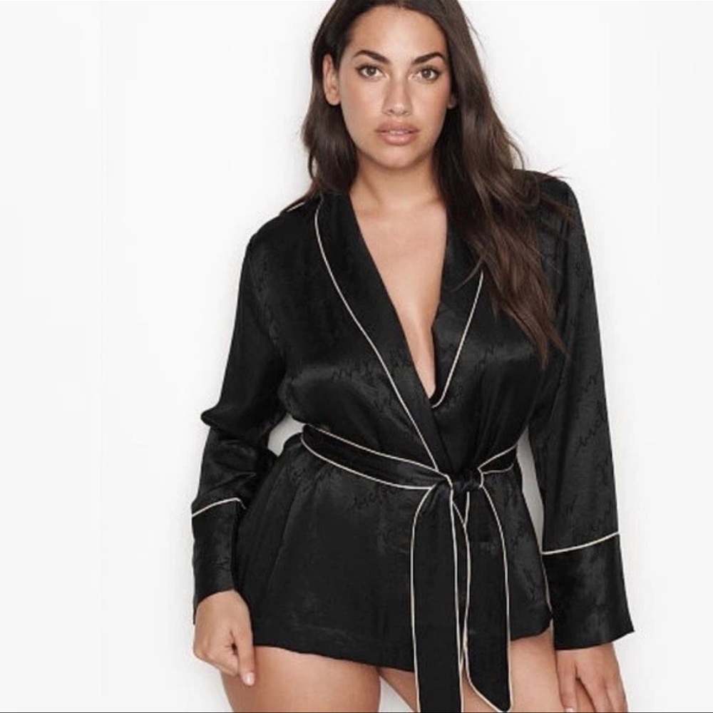 Victoria's Secret Satin Logo Wrap Top for Loungewear/Pajamas Size Small